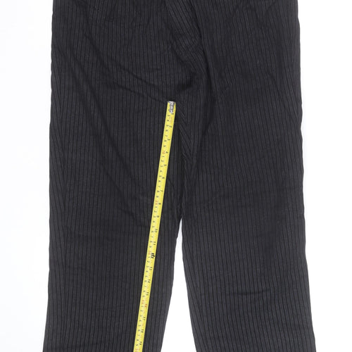 James Darby Men’s Black Pinstripe Cotton Chino Trousers Regular Fit