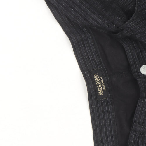 James Darby Men’s Black Pinstripe Cotton Chino Trousers Regular Fit