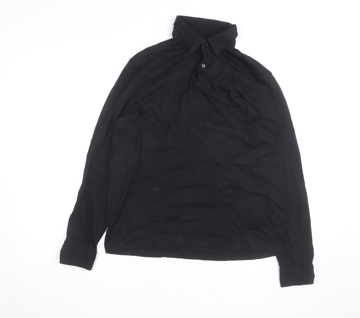 Charles Tyrwhitt Men's Black Cotton Long Sleeve Button-Up Shirt Medium