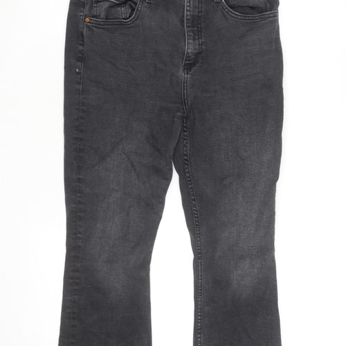 Primark Women’s Black Flared Denim Jeans Size 14 Regular Stretch Fit