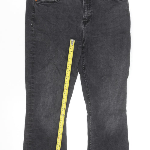 Primark Women’s Black Flared Denim Jeans Size 14 Regular Stretch Fit