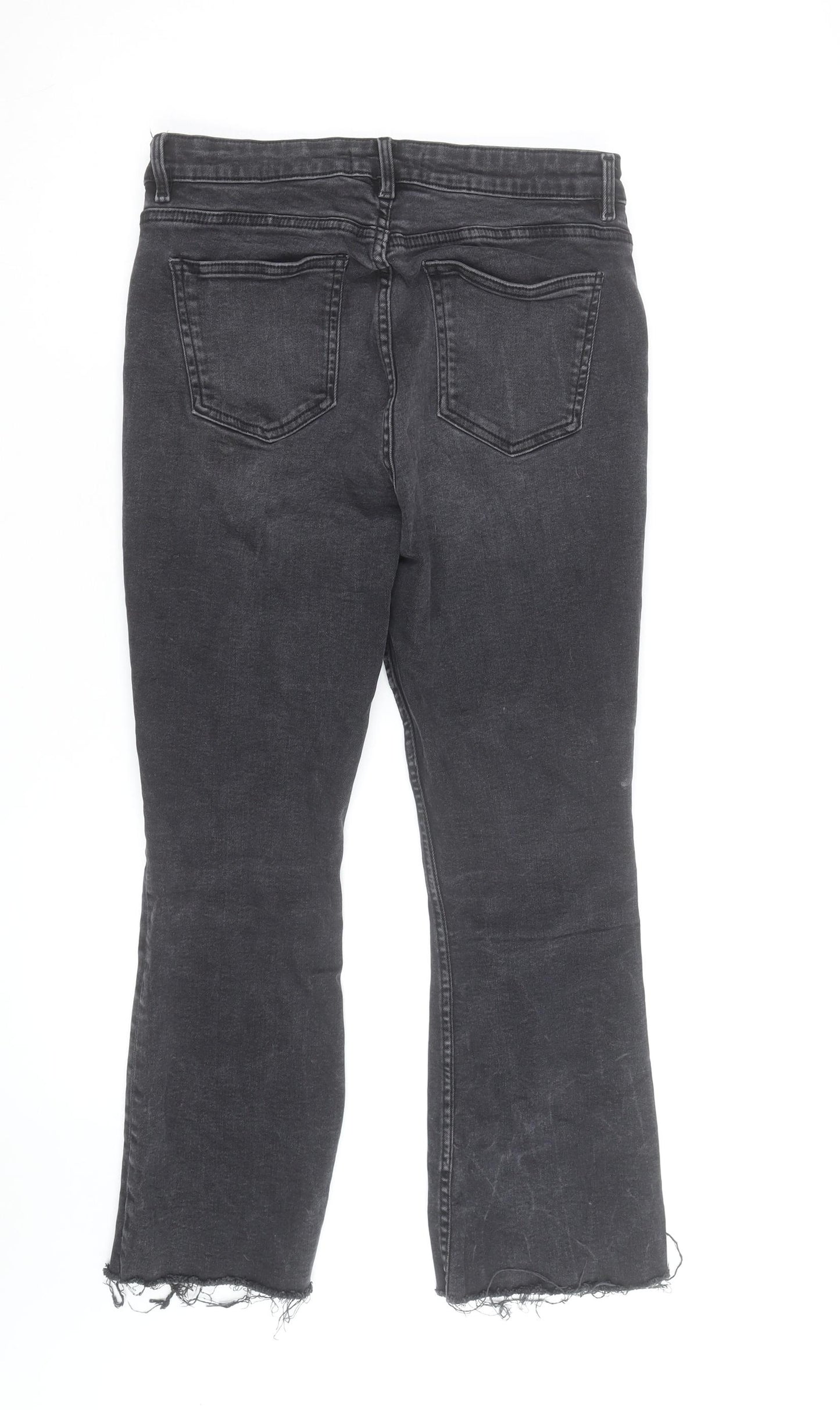 Primark Women’s Black Flared Denim Jeans Size 14 Regular Stretch Fit