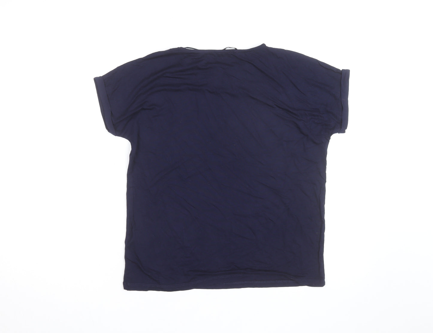 Tu Women Blue Leopard Print Cotton Stretch T-Shirt Size 10