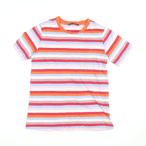 Marks and Spencer Women's Multicoloured Striped Cotton T-Shirt Size 10
