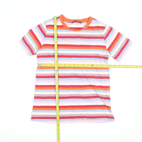 Marks and Spencer Women's Multicoloured Striped Cotton T-Shirt Size 10
