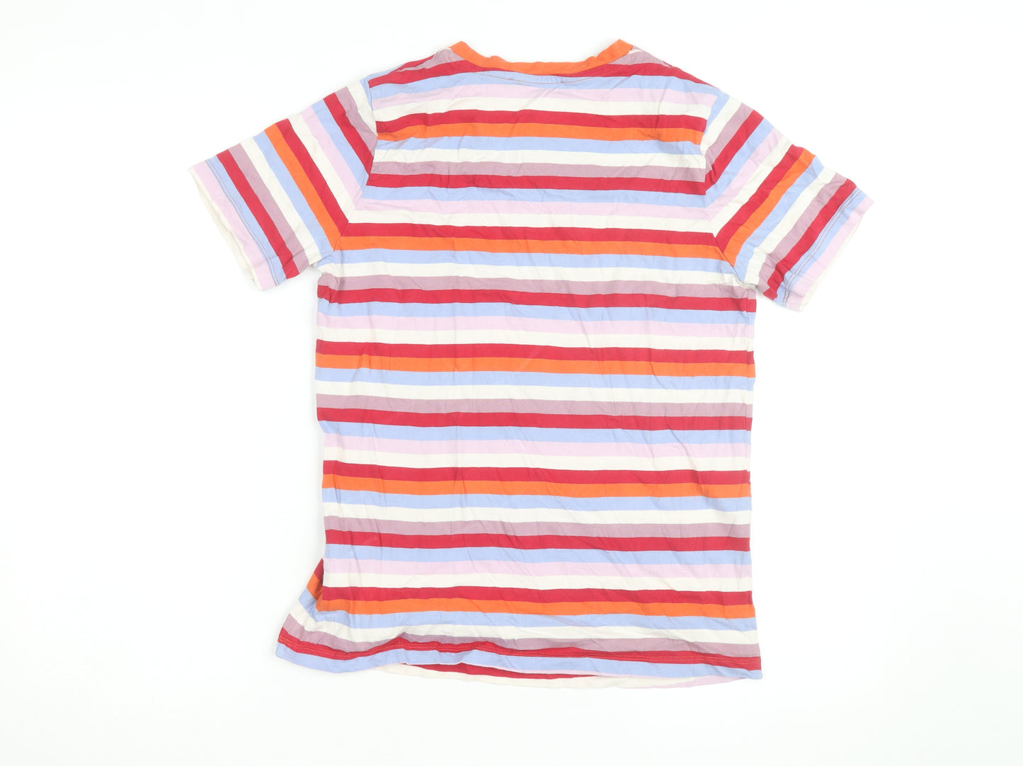 Marks and Spencer Women's Multicoloured Striped Cotton T-Shirt Size 10