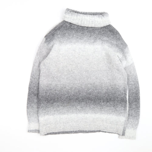 Marks and Spencer Men's Grey Roll Neck Chunky Knit Jumper Medium