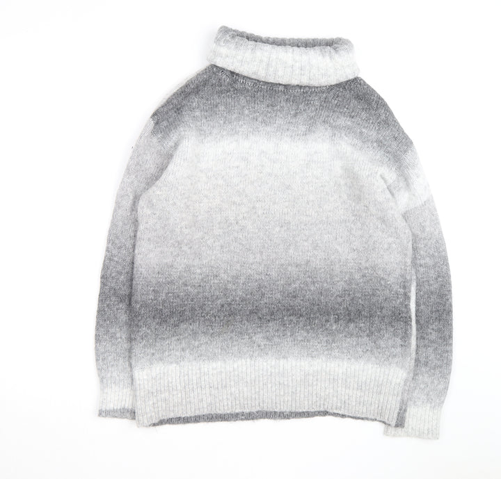 Marks and Spencer Men's Grey Roll Neck Chunky Knit Jumper Medium