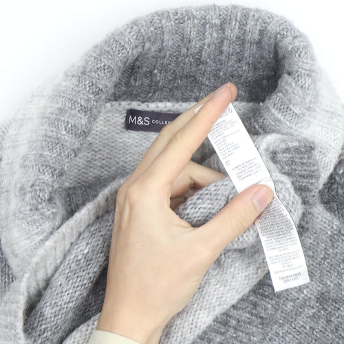 Marks and Spencer Men's Grey Roll Neck Chunky Knit Jumper Medium