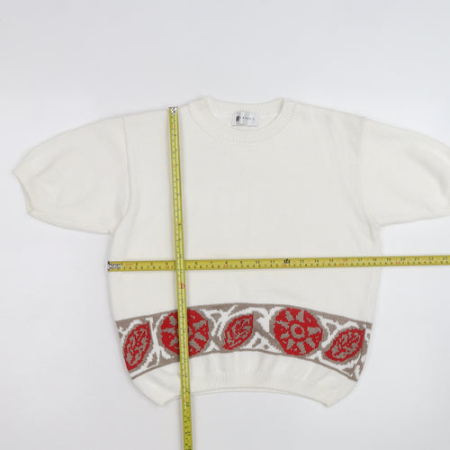 Classics Women's Ivory Short Sleeve Cotton Blend Pullover Jumper Size 10