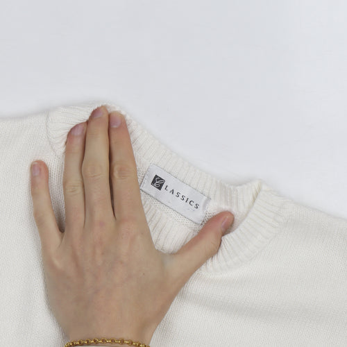 Classics Women's Ivory Short Sleeve Cotton Blend Pullover Jumper Size 10