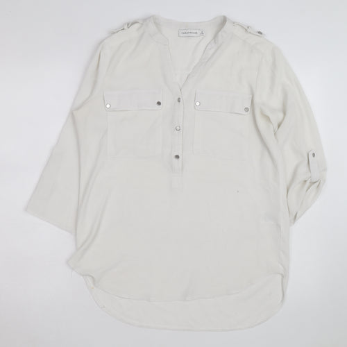 Paraphrase Women's White 3/4 Sleeve V-Neck Blouse Size 12