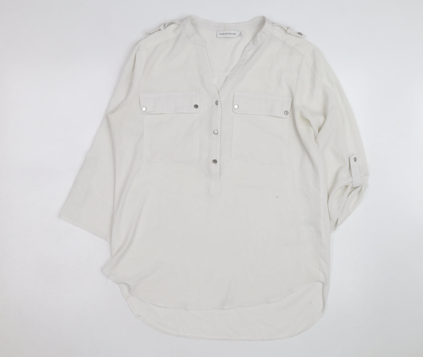 Paraphrase Women's White 3/4 Sleeve V-Neck Blouse Size 12