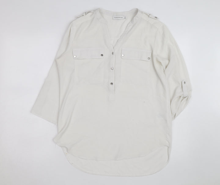 Paraphrase Women's White 3/4 Sleeve V-Neck Blouse Size 12