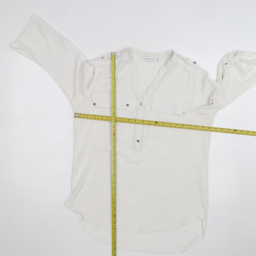 Paraphrase Women's White 3/4 Sleeve V-Neck Blouse Size 12