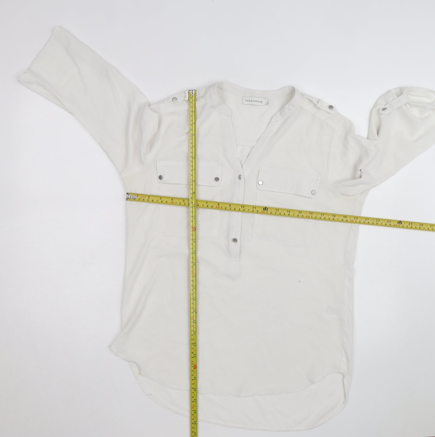 Paraphrase Women's White 3/4 Sleeve V-Neck Blouse Size 12