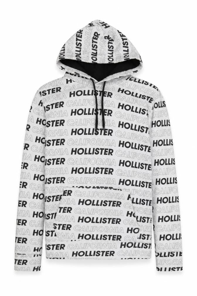 Hollister Men’s White Graphic Print Pullover Hoodie Size L