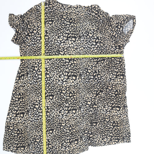 Tu Women Black Animal Print Short Sleeve Shift Dress Size 24