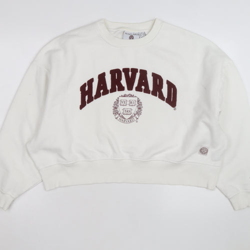 Harvard Men's White Pullover Sweatshirt Medium Embroidered Logo