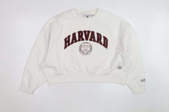 Harvard Men's White Pullover Sweatshirt Medium Embroidered Logo