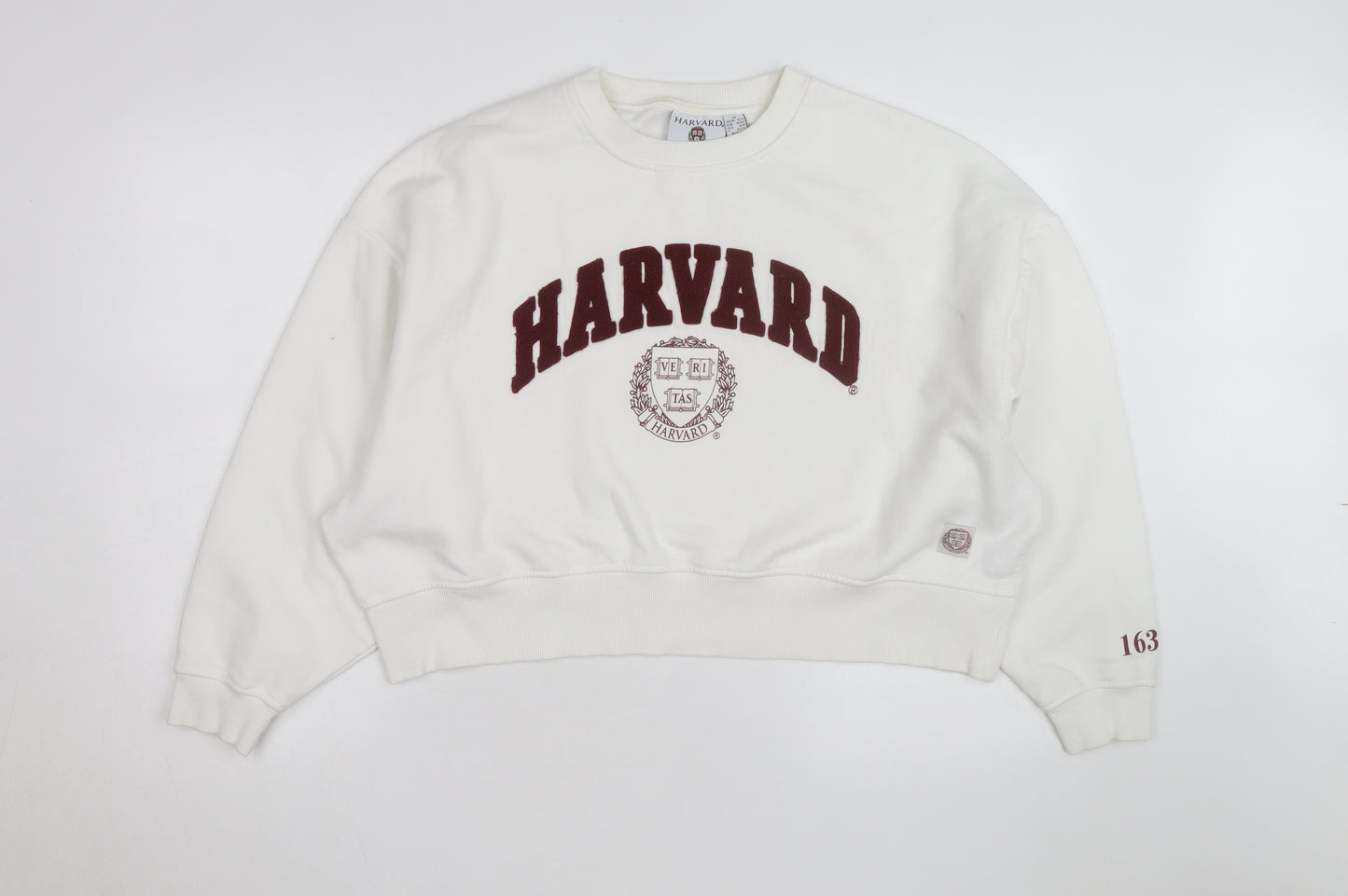 Harvard Men's White Pullover Sweatshirt Medium Embroidered Logo