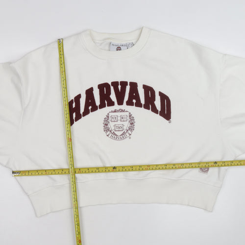 Harvard Men's White Pullover Sweatshirt Medium Embroidered Logo