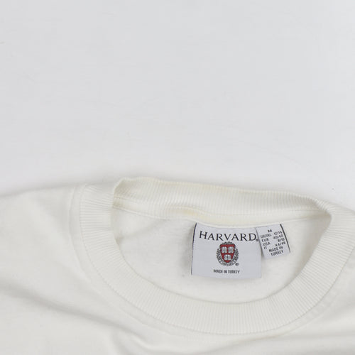 Harvard Men's White Pullover Sweatshirt Medium Embroidered Logo
