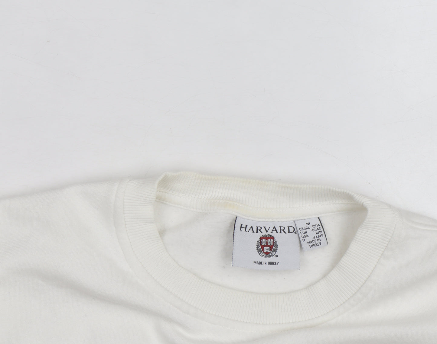 Harvard Men's White Pullover Sweatshirt Medium Embroidered Logo
