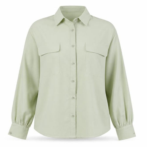 Boohoo Women Green Button-Up Long Sleeve Shirt Size 10