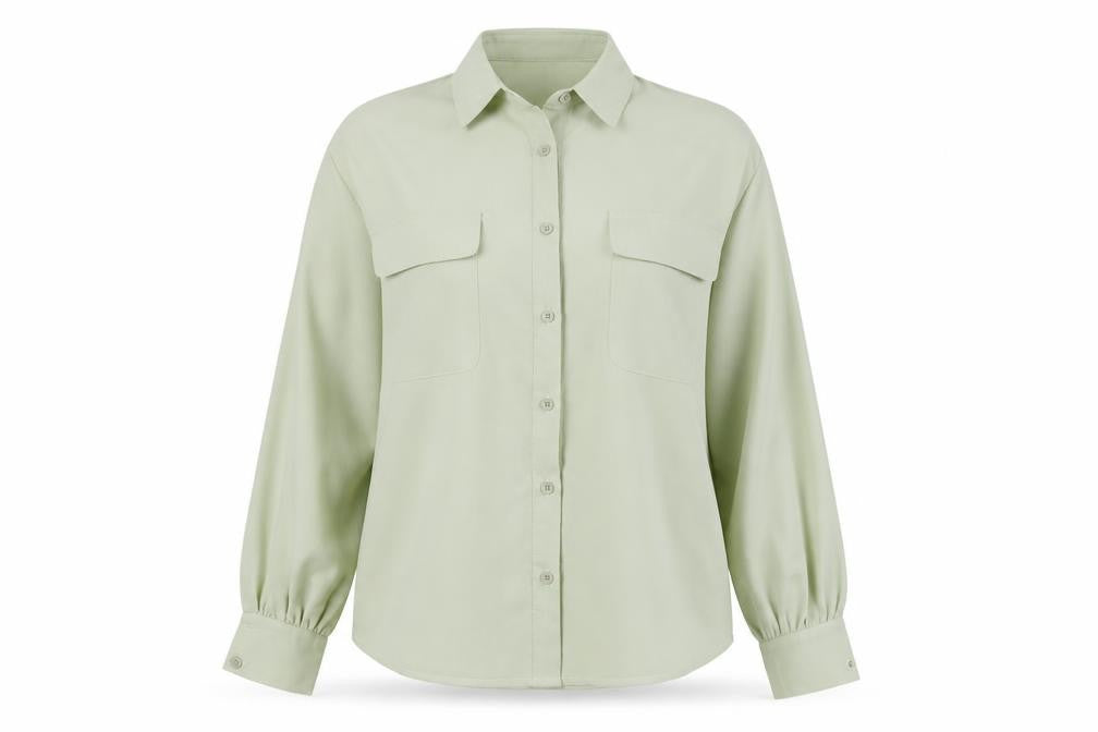 Boohoo Women Green Button-Up Long Sleeve Shirt Size 10