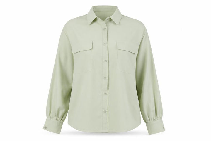 Boohoo Women Green Button-Up Long Sleeve Shirt Size 10