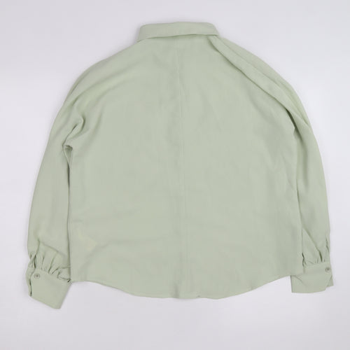 Boohoo Women Green Button-Up Long Sleeve Shirt Size 10