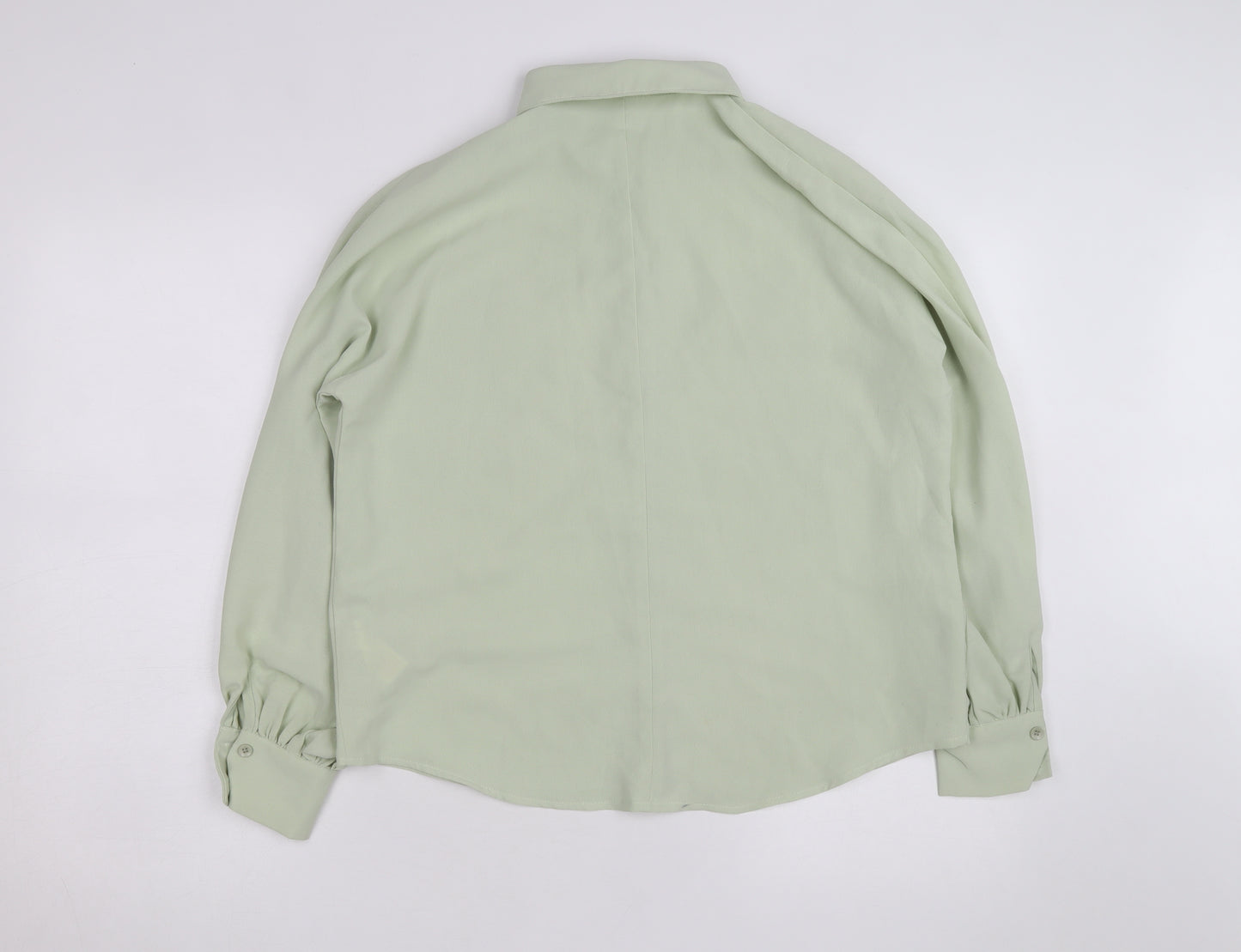 Boohoo Women Green Button-Up Long Sleeve Shirt Size 10