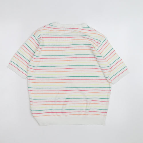 Marks and Spencer Women’s Multicoloured Striped V-Neck Cotton Jumper M