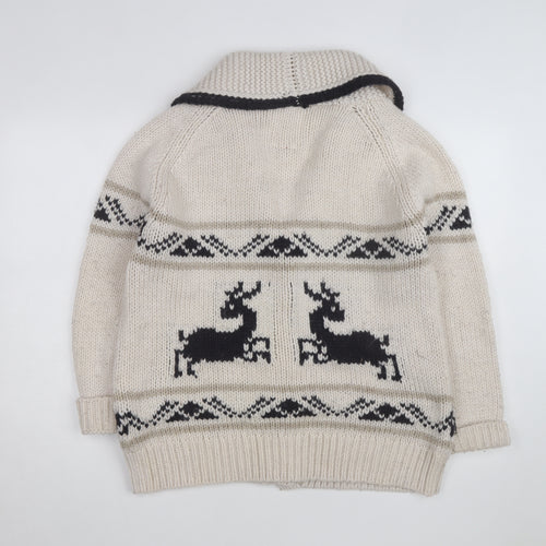 Falmer Heritage Women's Beige Chunky Knit Cardigan Size 18 Reindeer Winter Jumper