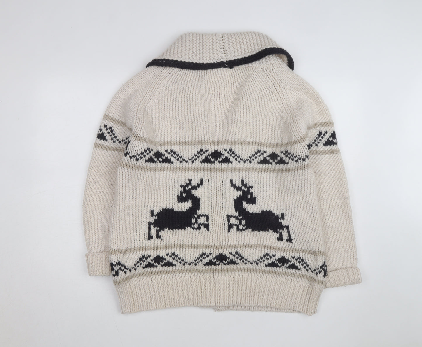 Falmer Heritage Women's Beige Chunky Knit Cardigan Size 18 Reindeer Winter Jumper