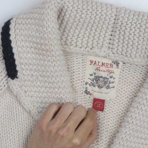 Falmer Heritage Women's Beige Chunky Knit Cardigan Size 18 Reindeer Winter Jumper