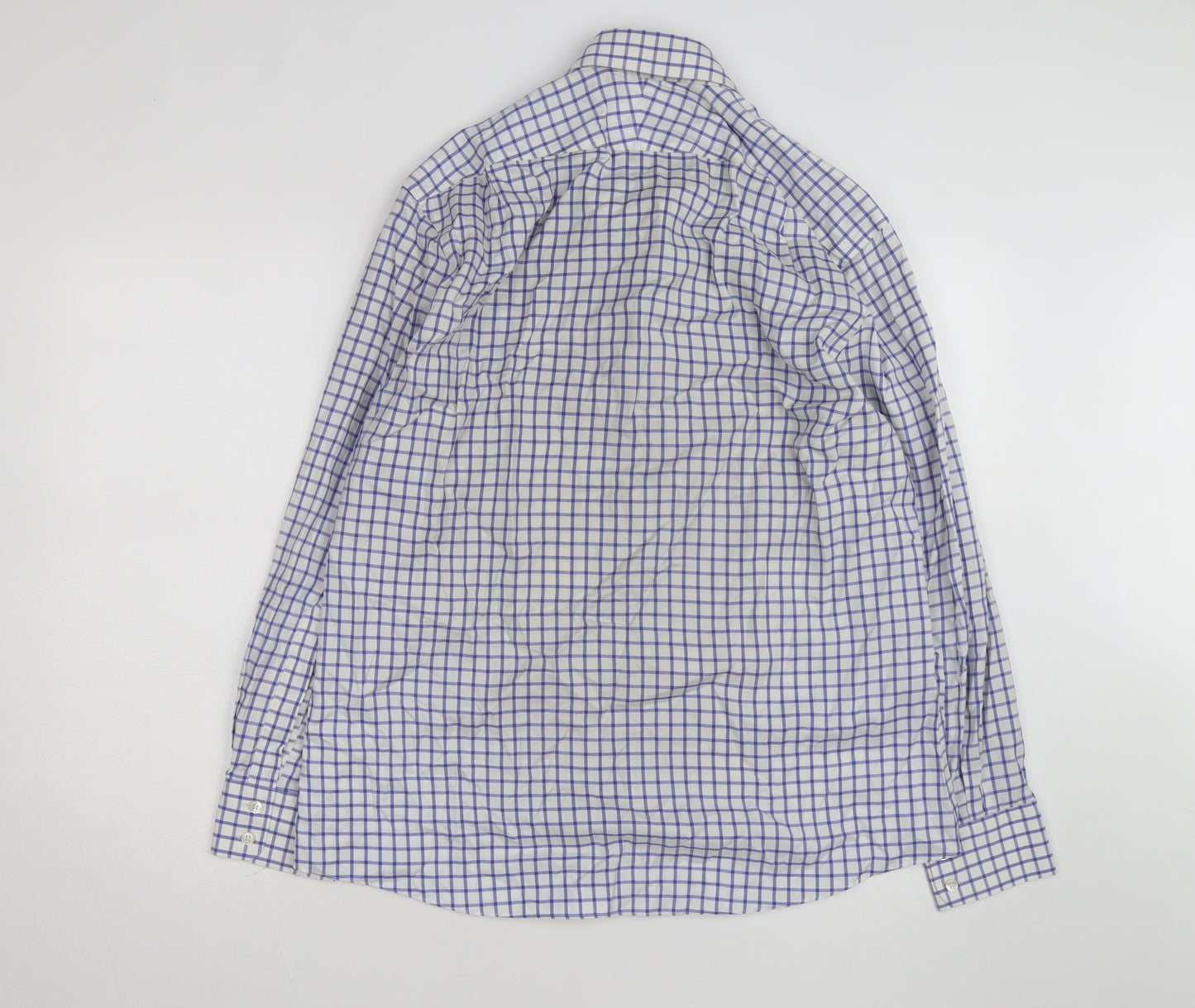 Charles Tyrwhitt Men's Blue Check Slim Fit Non-Iron Shirt Size 16.5