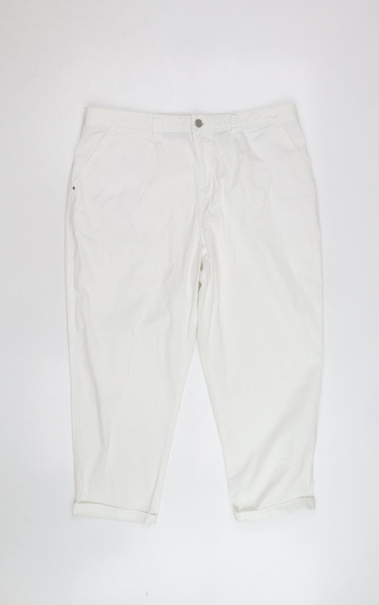 F&F Womens White Chino Trousers Size 12 Regular Fit
