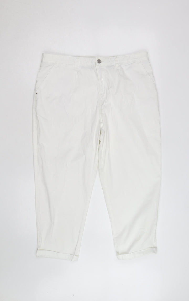 F&F Womens White Chino Trousers Size 12 Regular Fit