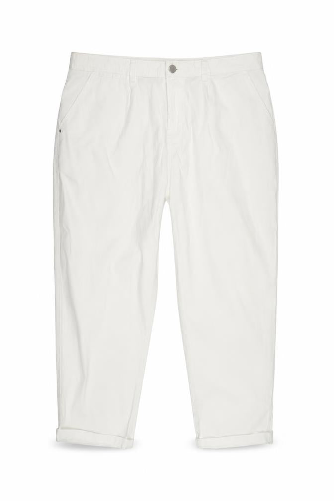 Front view of F&F women’s white chino trousers, size UK 12, regular fit