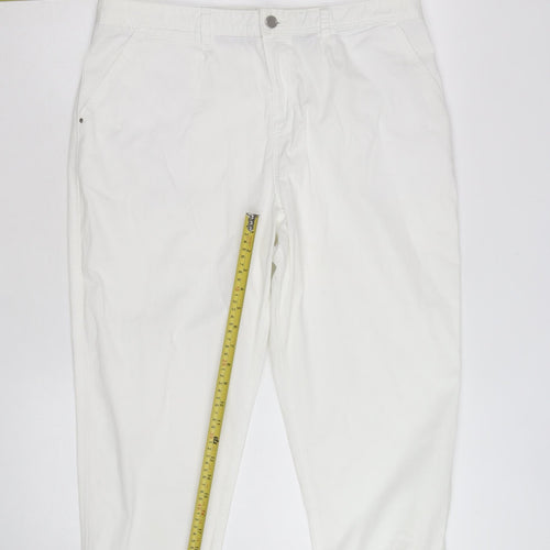 F&F Womens White Chino Trousers Size 12 Regular Fit