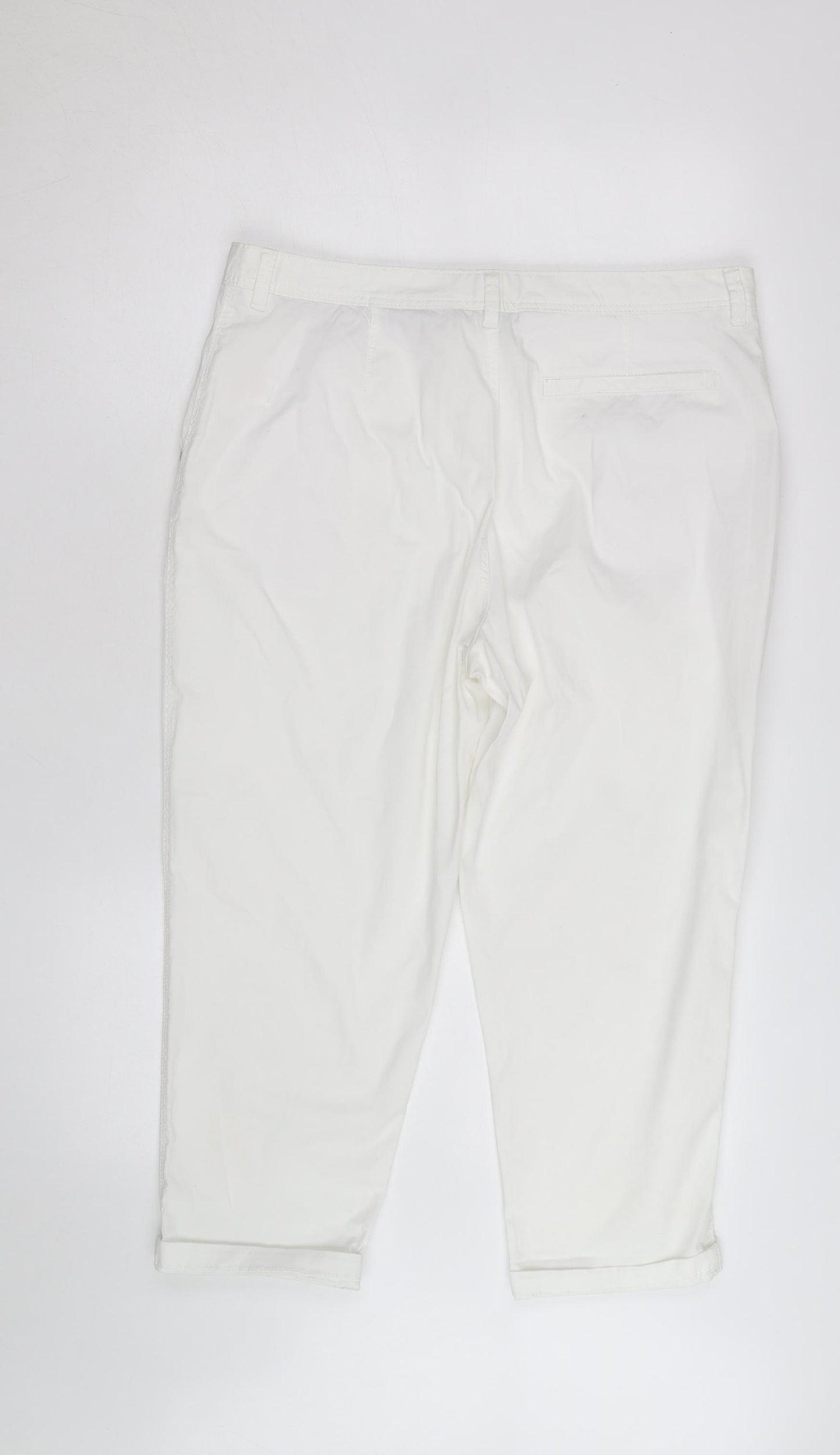F&F Womens White Chino Trousers Size 12 Regular Fit