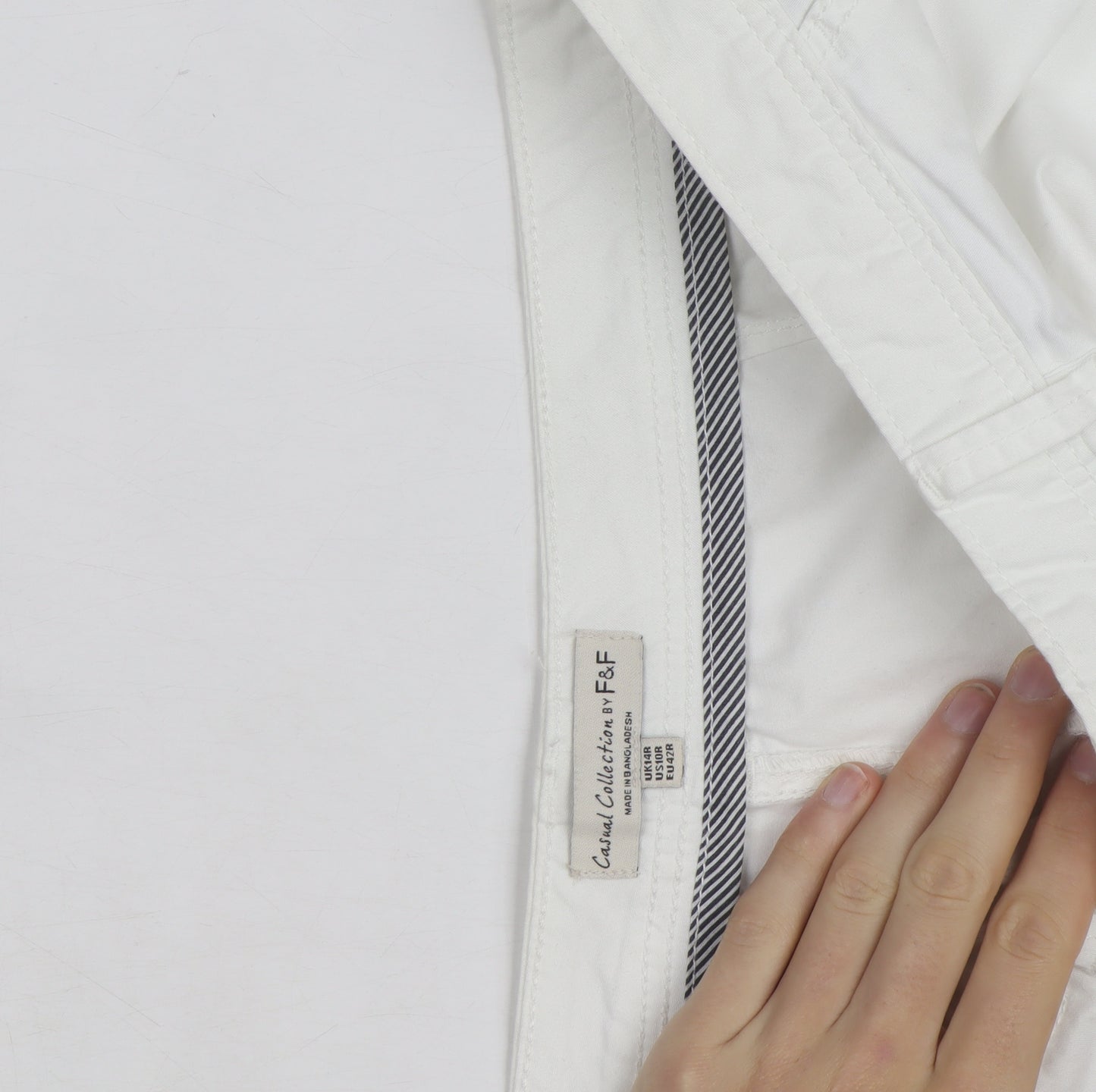 F&F Womens White Chino Trousers Size 12 Regular Fit
