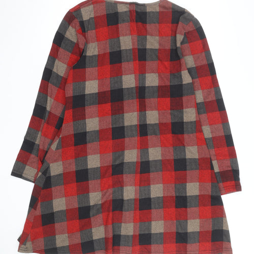 Izabel London Women's Red Check Long Sleeve A-Line Knit Dress Size 18