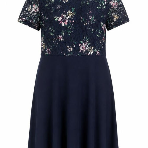 Dorothy Perkins Women Blue Floral Lace Fit & Flare Dress Size 16