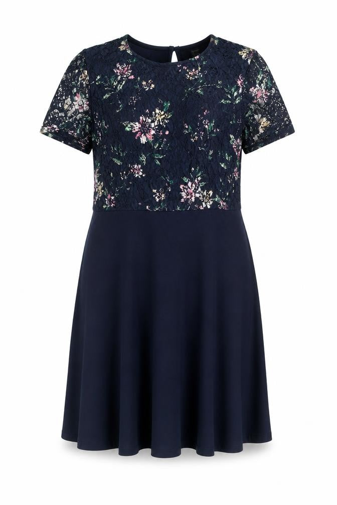 Dorothy Perkins Women Blue Floral Lace Fit & Flare Dress Size 16