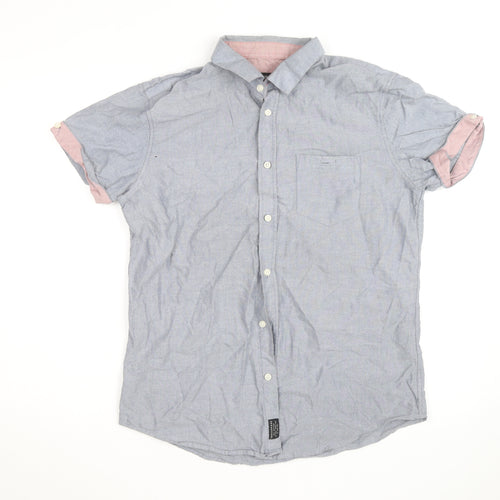 Threadbare Women’s Blue Chambray Short Sleeve Button-Up Shirt L