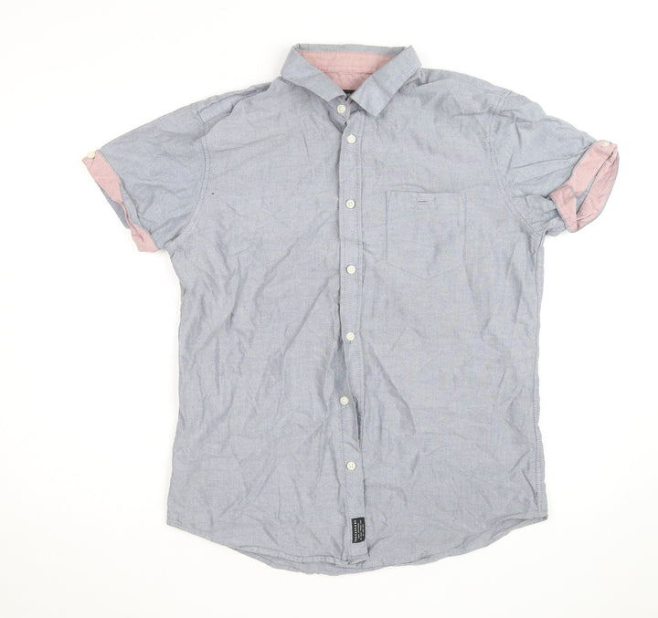 Threadbare Women’s Blue Chambray Short Sleeve Button-Up Shirt L