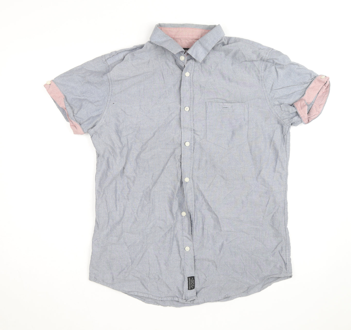 Threadbare Women’s Blue Chambray Short Sleeve Button-Up Shirt L